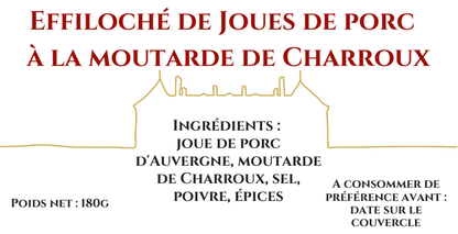 Effiloché de joues de cochon d’Auvergne, moutarde de Charroux®